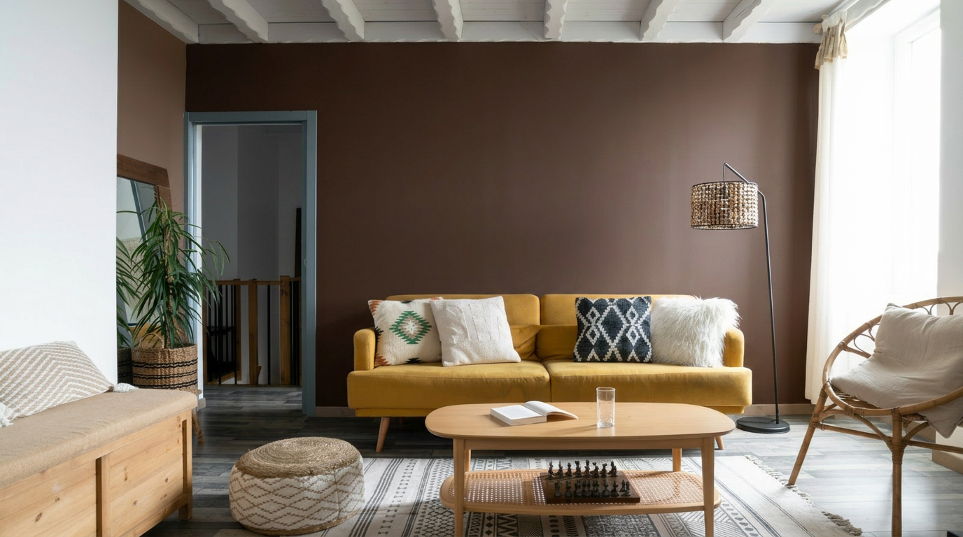 Couleur peinture marron foncé, salon marron TOLLENS