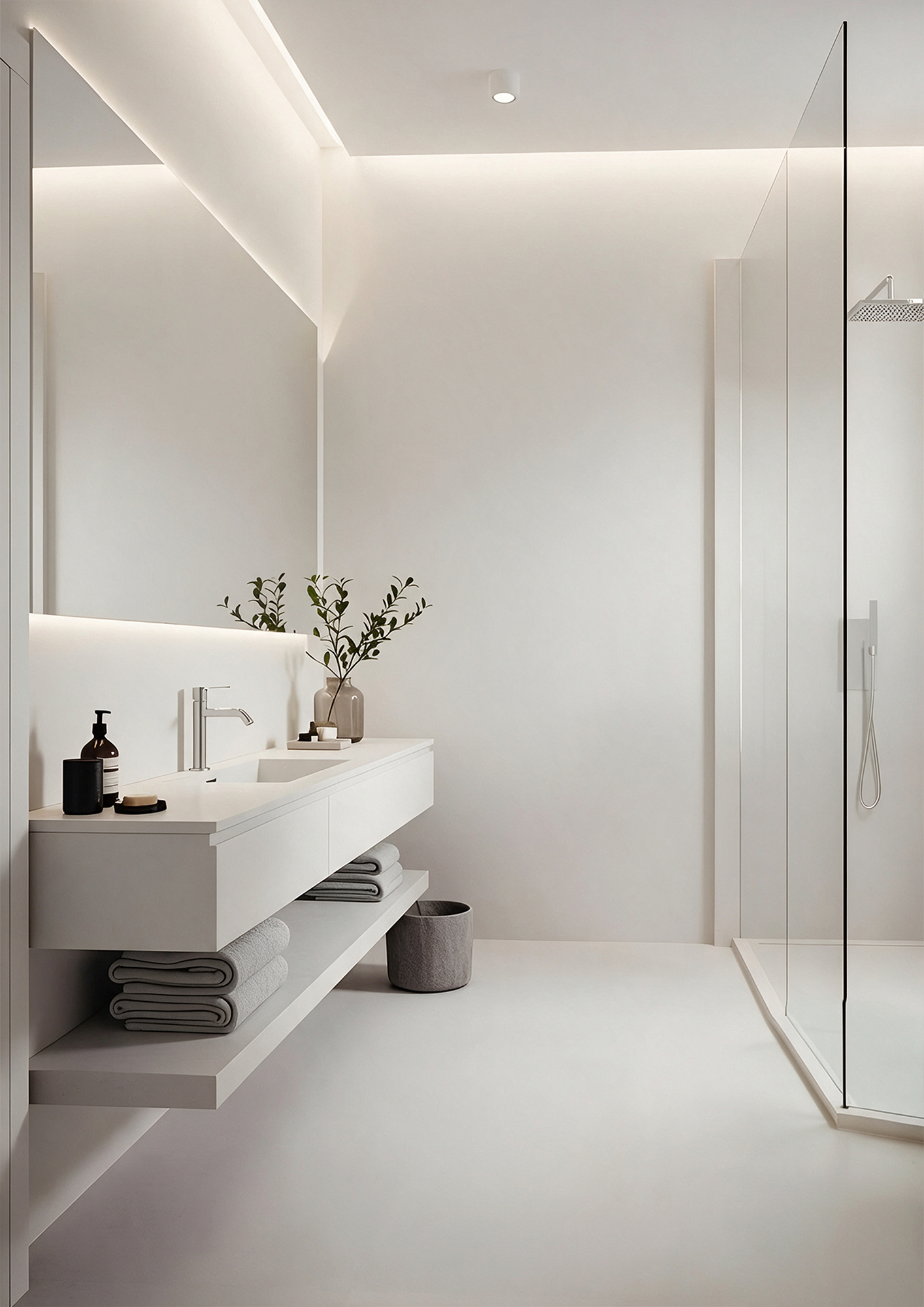 Peinture blanche, couleur Doigts de fée TOLLENS, salle de bain blanche, couleur peinture blanc lumineux