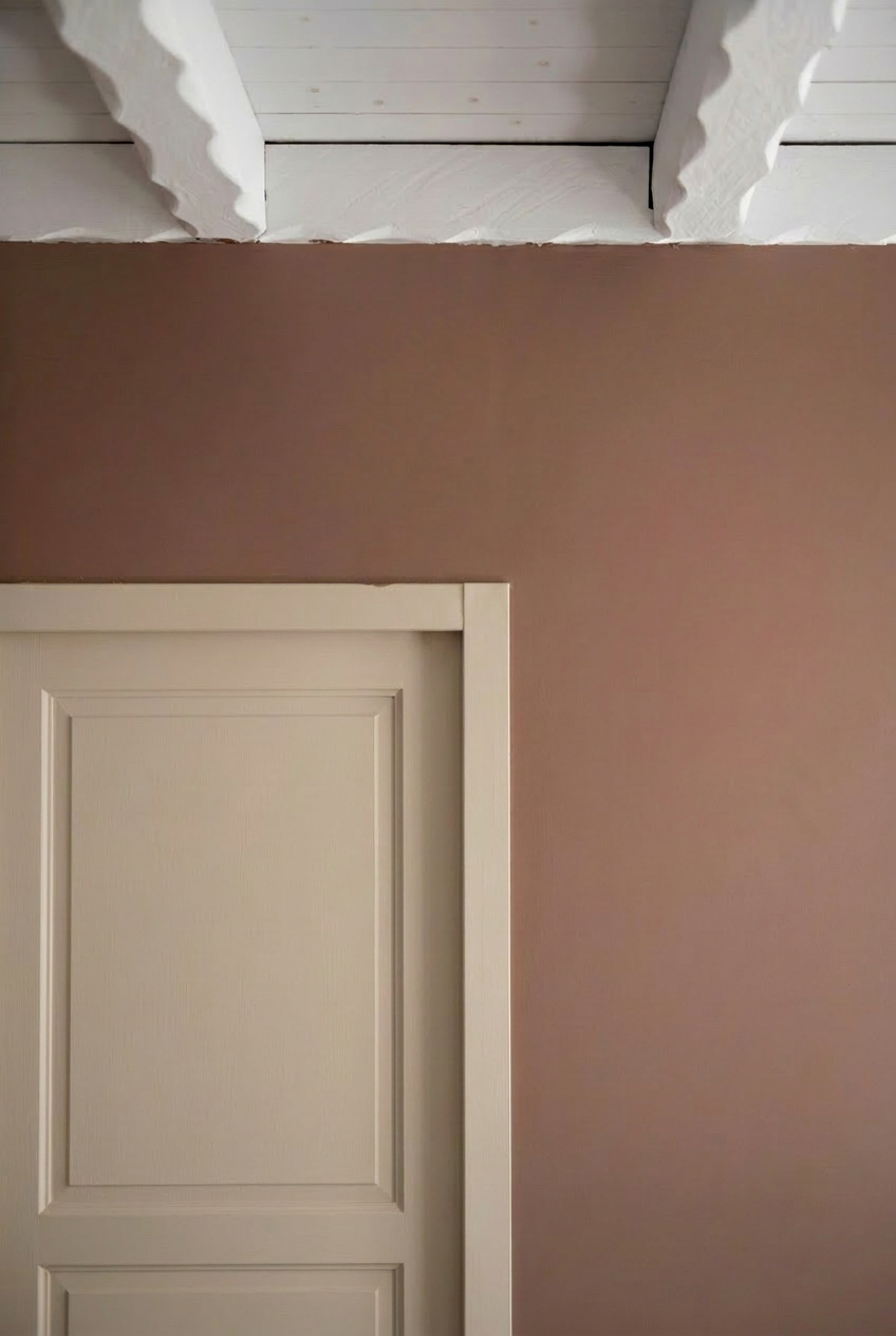 Peinture mur marron, porte en bois beige, porte beige clair, porte blanc cassé, TOLLENS