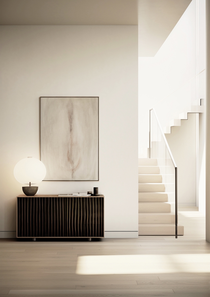Peinture blanche, couleur Farine de Châtaigne TOLLENS, entrée blanche, escalier blanc, couleur peinture blanc chaud lumineux