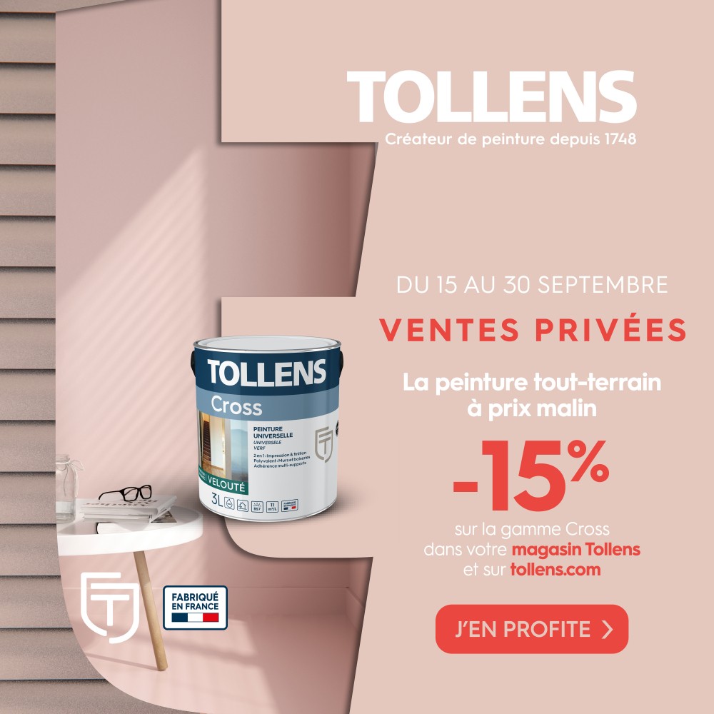 Promotion sur la peinture intérieure/extérieure en magasin Tollens et en ligne