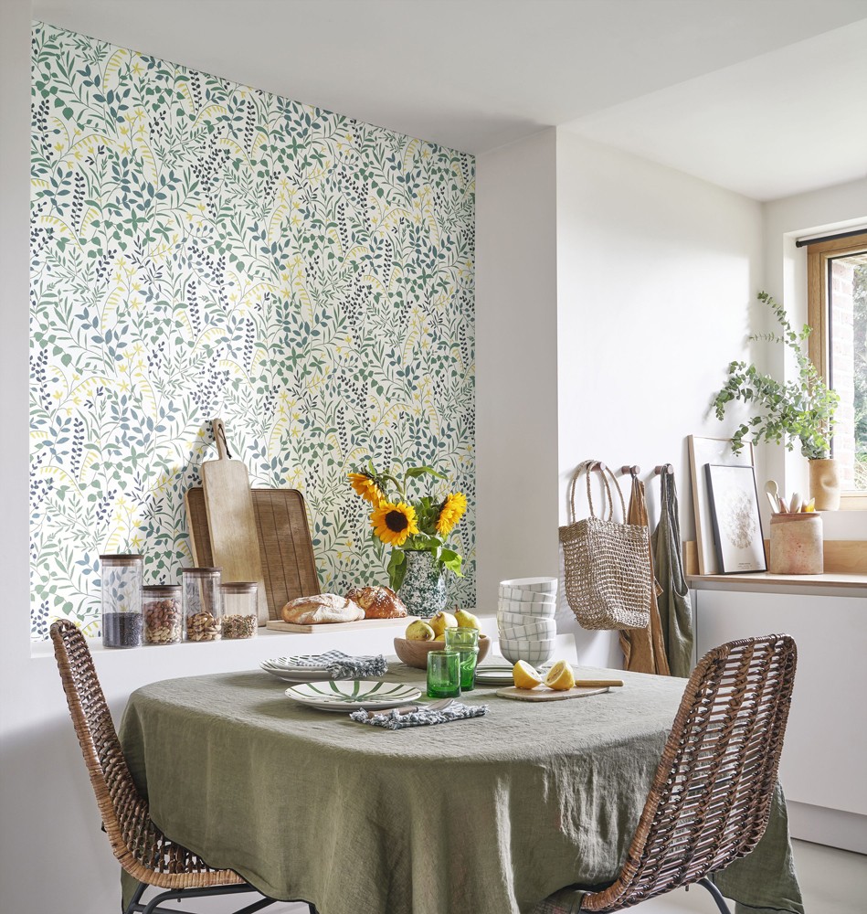 Papier peint cuisine fleuri, papier peint salle à manger fleuri, Casadeco