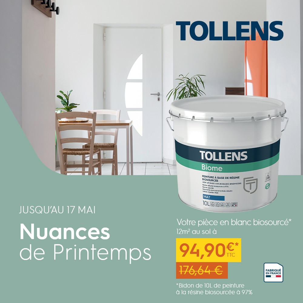 Promotion peinture biosourcée blanche pas chère Tollens