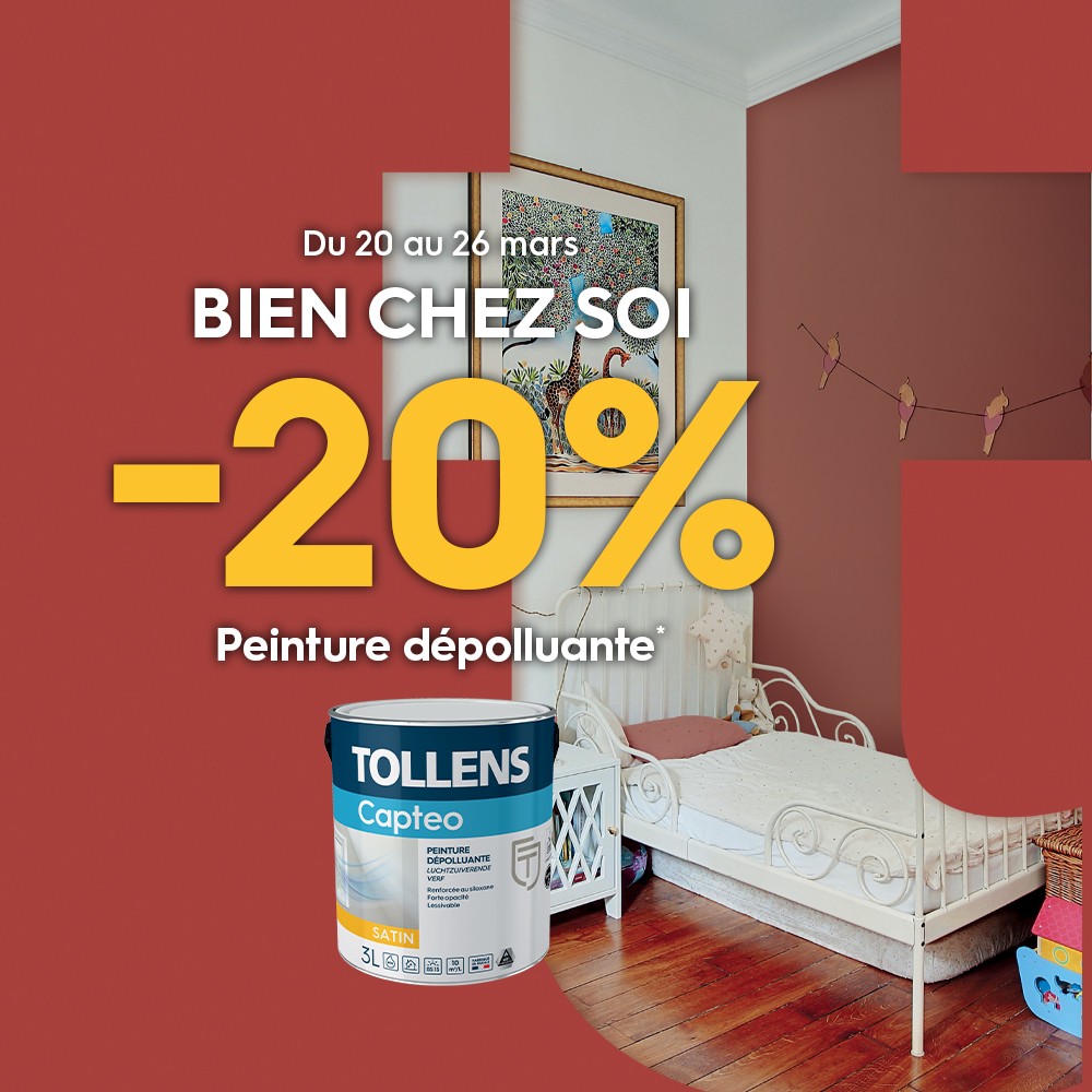 Promotion sur la peinture dépolluante en magasin Tollens et en ligne