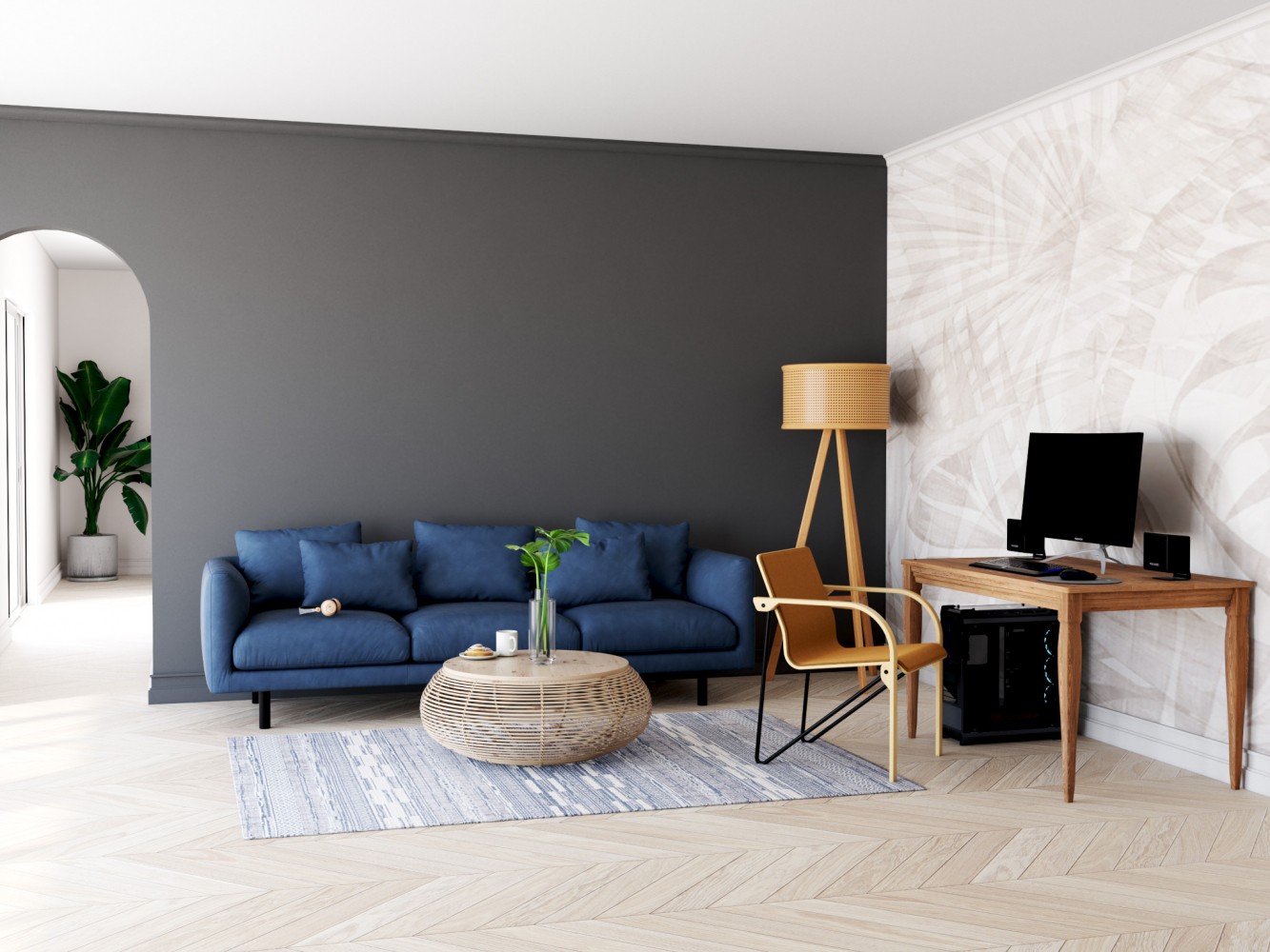 Salon gris, peinture grise, peinture gris foncé, peinture gris anthracite, couleur Eléphant Tollens