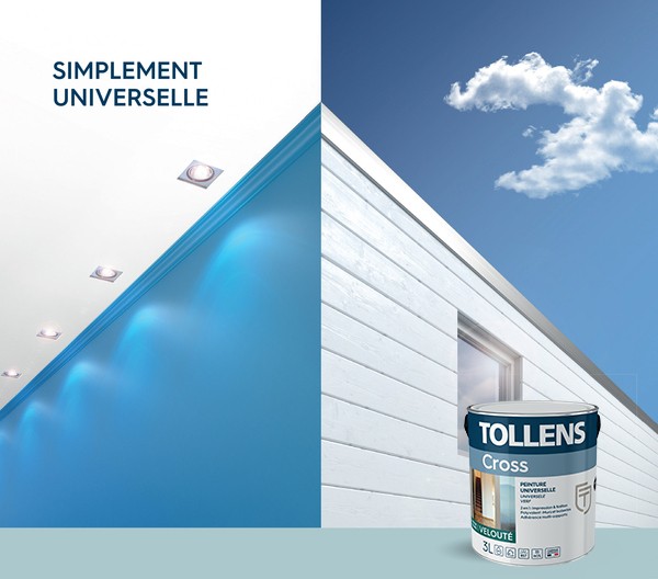 Visuel clé Cross, la peinture universelle intérieure, extérieure, impression, finition Tollens avec pack produit