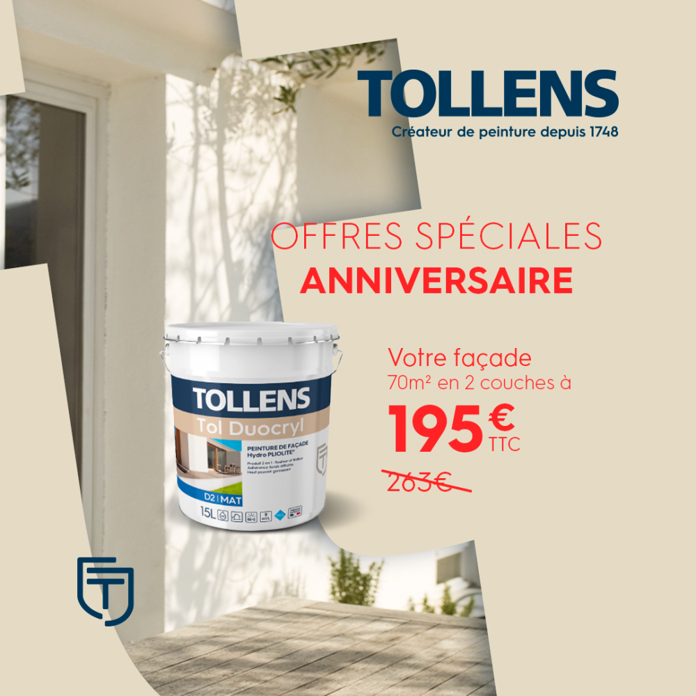 Promo anniversaire Tollens peinture façade pas chère
