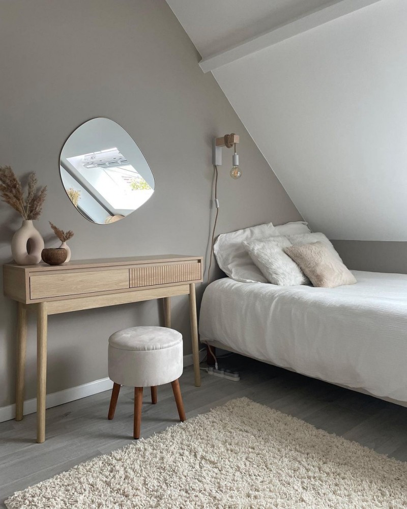 Peinture chambre beige, peinture chambre grège, peinture grège, compte Instagram @gaelle_nicod_decoration, peinture Tollens