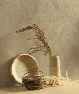 Papier peint 3D effet tissu matière feuille naturel, Casadeco en magasin Tollens