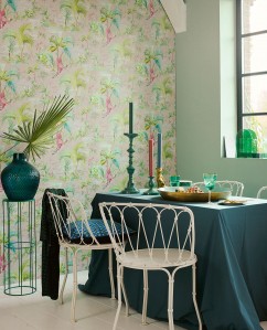 Papier peint à motif jungle multcouleur de la marque Eijffinger, collection pip studio, pour salle à manger