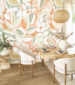 Papier peint salle à manger, papier peint fleurs XXL, papier peint motif XXL, Casadeco