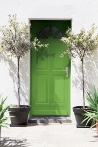 Couleur de l'année Pantone 2017 : Greenery. Porte extérieure, vert, peinture Tollens