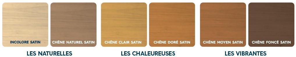 Nuancier de couleurs pour lasure bois Tollens, gamme Soin du bois