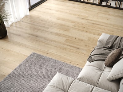 Revêtement sol LVT vinyle effet parquet bois naturel clair, collection Gallery chez Tollens Zolpan