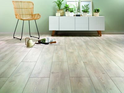 Sols stratifié Déco Aristote, effet parquet gris clair, résistant à l'eau