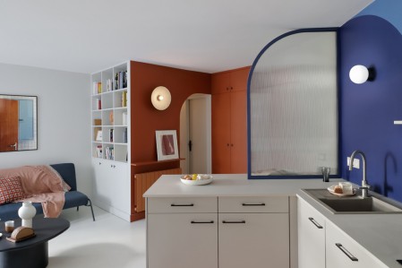 Aménagement intérieur par l'agence Terre Grise en peinture Tollens d'un appartement vintage design et moderne