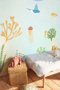Papier peint enfant tropical, papier peint fond marin, papier peint océan, papier peint chambre enfant Casélio et Tollens