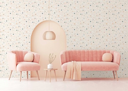 Papier peint terrazzo 4 murs de la marque Lutèce à retrouver en magasin Tollens