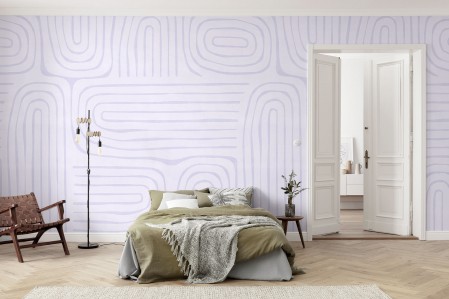 Papier peint panoramique tête de lit, papier peint géométrique, papier peint mauve, papier peint original, Komar