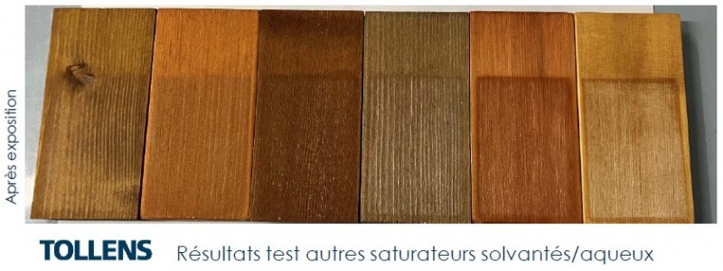 Résultats test autres saturateurs de marques concurrents versus le Saturateur bois Tollens