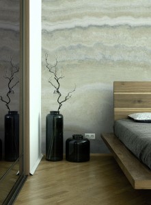 Papier peint effet 3D marbre en magasin Tollens