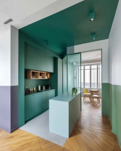 Peinture cuisine verte, peinture cuisine bleu vert, peinture cuisine TOLLENS