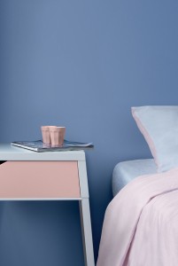 Couleur de l'année Pantone 2016 : Rose Quartz et Serenity. Chambre, rose et bleu, peinture Tollens