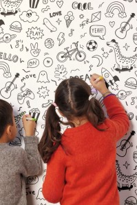 Papier peint à colorier, papier peint chambre enfant, papier peint noir et blanc, Caselio et Tollen