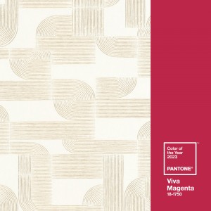 Association couleur de peinture Viva Magenta, Pantone 2023, et papier peint CASAMANCE. Conseil déco Tollens