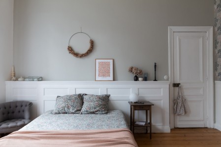 Peinture chambre gris clair, t&ecirc;te de lit gris clair, couleur peinture gris clair, TOLLENS et lola.valerie