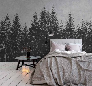 Papier peint Black Forest, collection WALLS de Patel, chambre parentale, site Tollens.