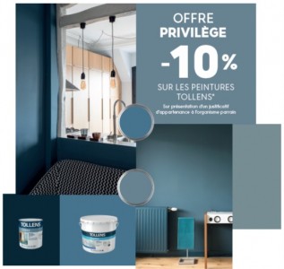 Offre Privilège sur les peintures et outillage Tollens pour les sociétaires MMA, MAAF et GMF