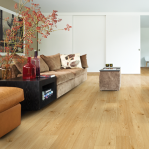 Sols stratifié Déco de la gamme Vitality Style, chêne miel, pour salon - Tollens