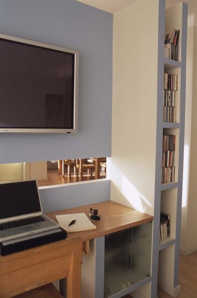 Bureau bleu et blanc, peinture blanche Fil de lin, peinture bleue Nostalgie, peinture Tollens