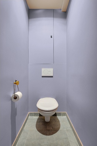 Peinture toilette, peinture mauve, peinture violette, peinture 4 murs, couleur Tollens Crème de figue