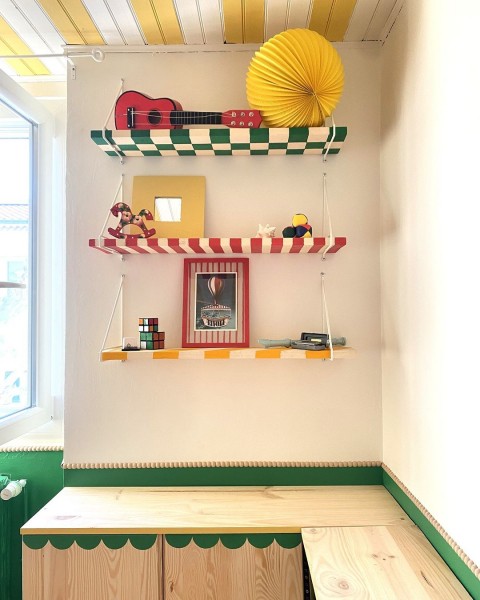 Chambre enfant colorée, vert jaune et blanc, peinture Tollens