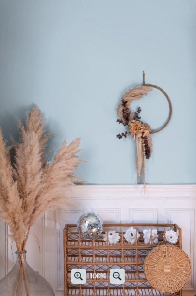 Peinture bleu clair, peinture couloir bleu, décoration bohème chic bleu