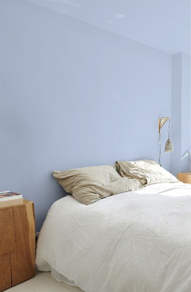 Peinture chambre, peinture mauve, peinture bleu clair, peinture 4 murs, couleur Tollens Bleu Angélique