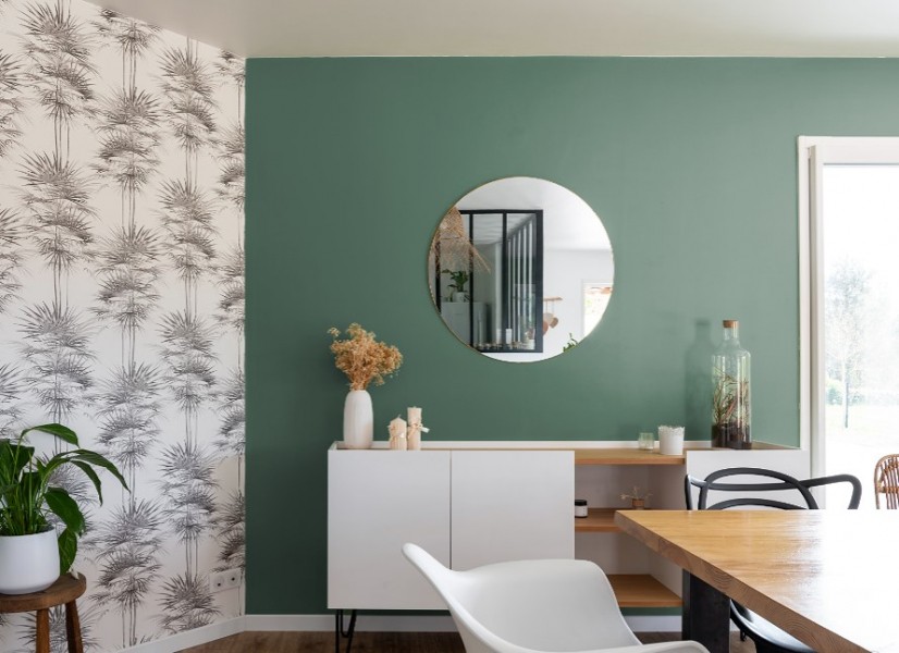 Mur vert foncé Lac des Vosges Tollens, salon vert jungle, peinture vert foncé, Simulation couleur peinture en ligne