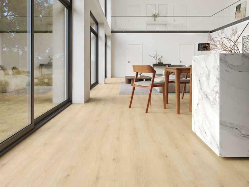 Revêtement sol LVT vinyle effet parquet bois naturel clair, collection Gallery chez Tollens Zolpan