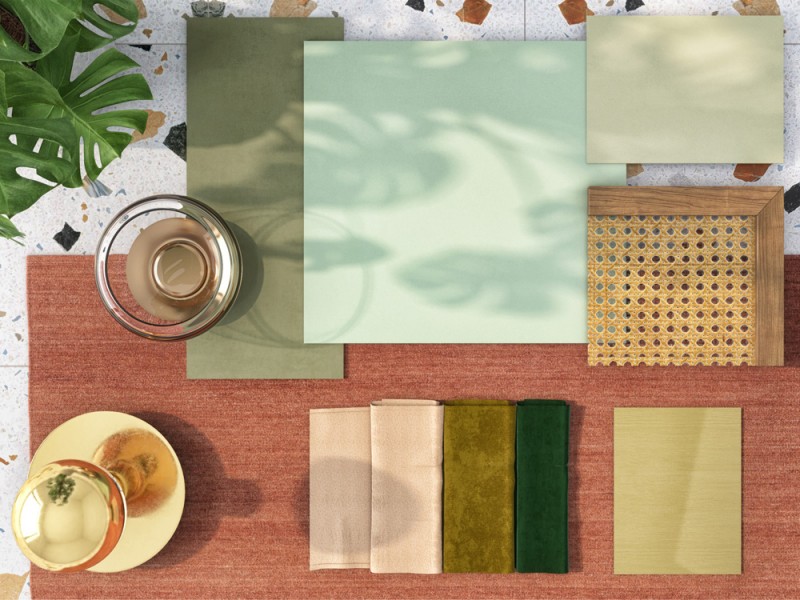 Moodboard décoration vert terrazzo