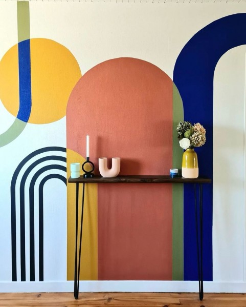 Mur fresque intérieure forme arrondie style Pop Art en peinture Tollens