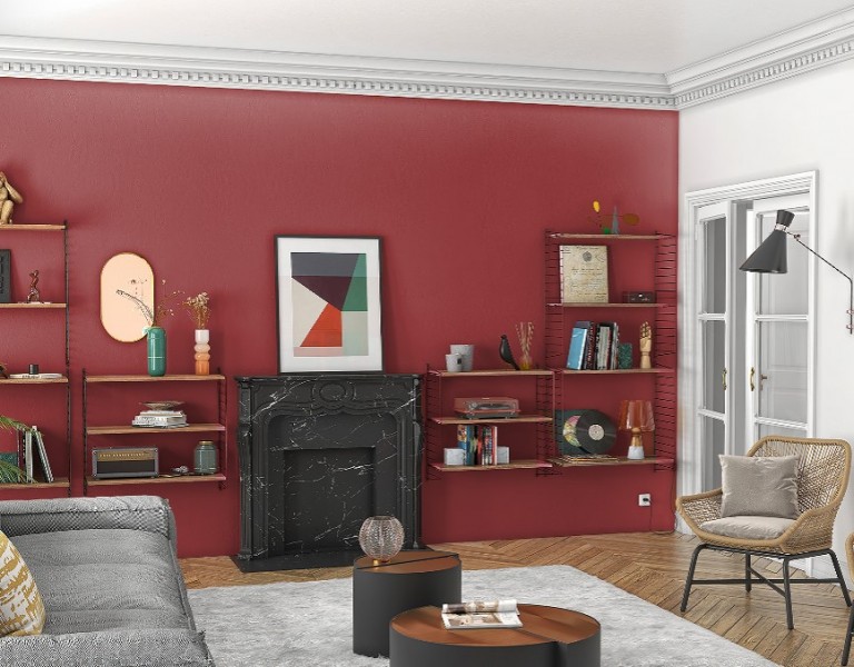 Salon rouge Bordeaux Tollens, peinture rouge bordeaux, Simulation couleur peinture