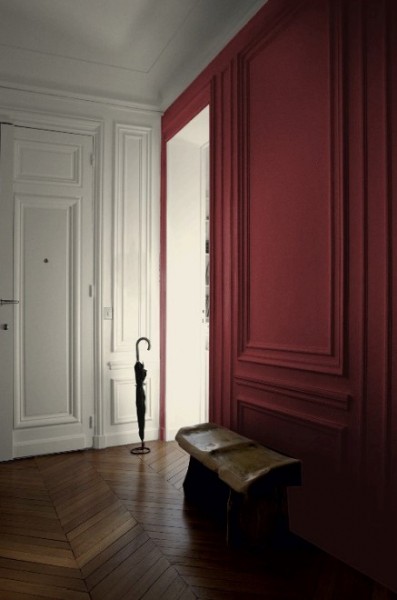 Entrée appartement terracotta et blanc cassé