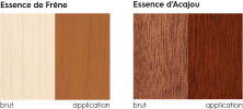 Image montrant l'influence de l'essence du bois sur une teinte couleur lasure, bien connaître l'essence du bois avant de choisir la couleur lasure